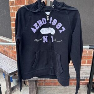 Aeropostale Women's Zip-up hoodie, Black, Size: Large